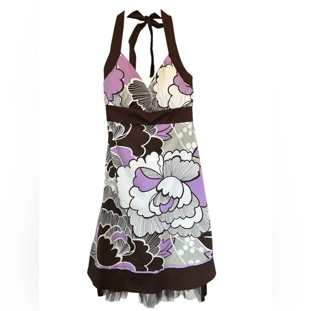 Vintage Ruby Rox Babydoll Y2K A-line Brown Lavender Mini Dress BOMBSHELL 11